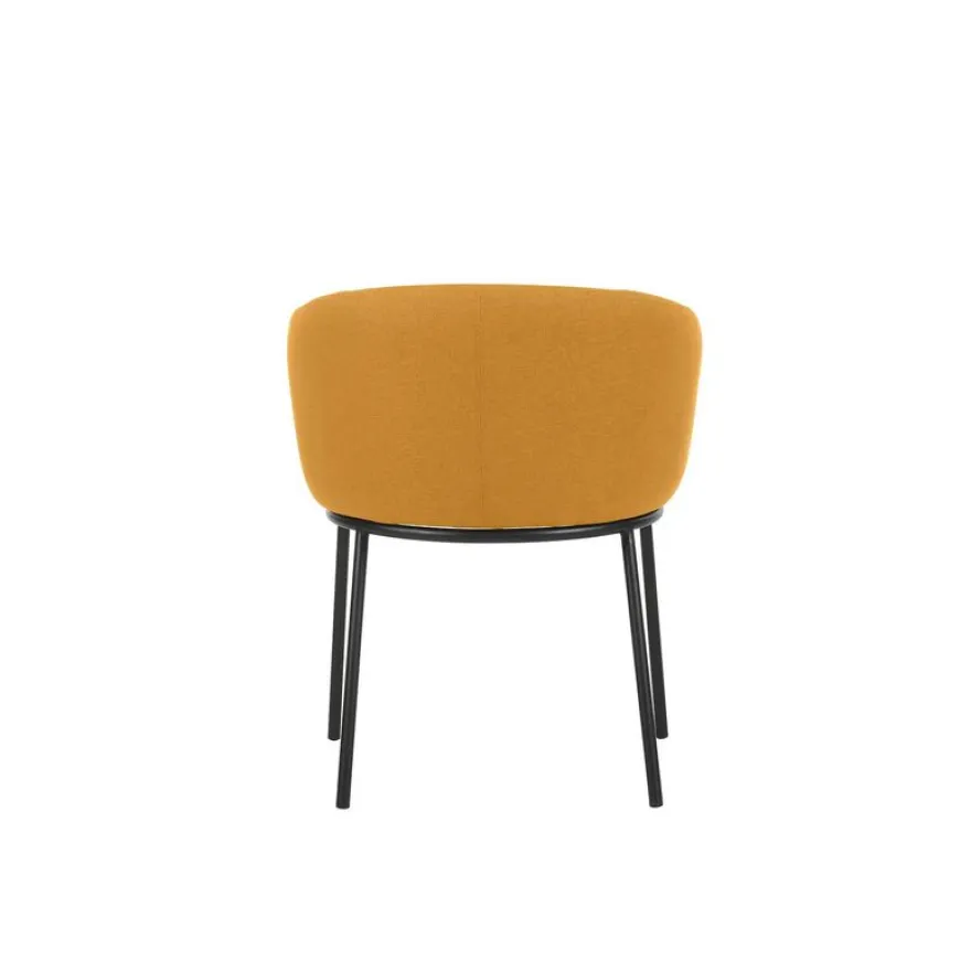 Fauteuil ARCO - Tissu non feu - 4 pieds métal - jaune safran