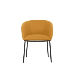 Fauteuil ARCO - Tissu non feu - 4 pieds métal - jaune safran