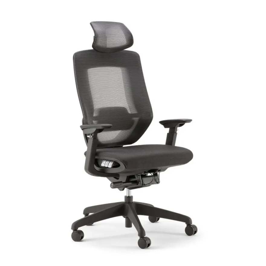 Fauteuil de bureau ALEA - accoudoirs - appuie-tête - noir