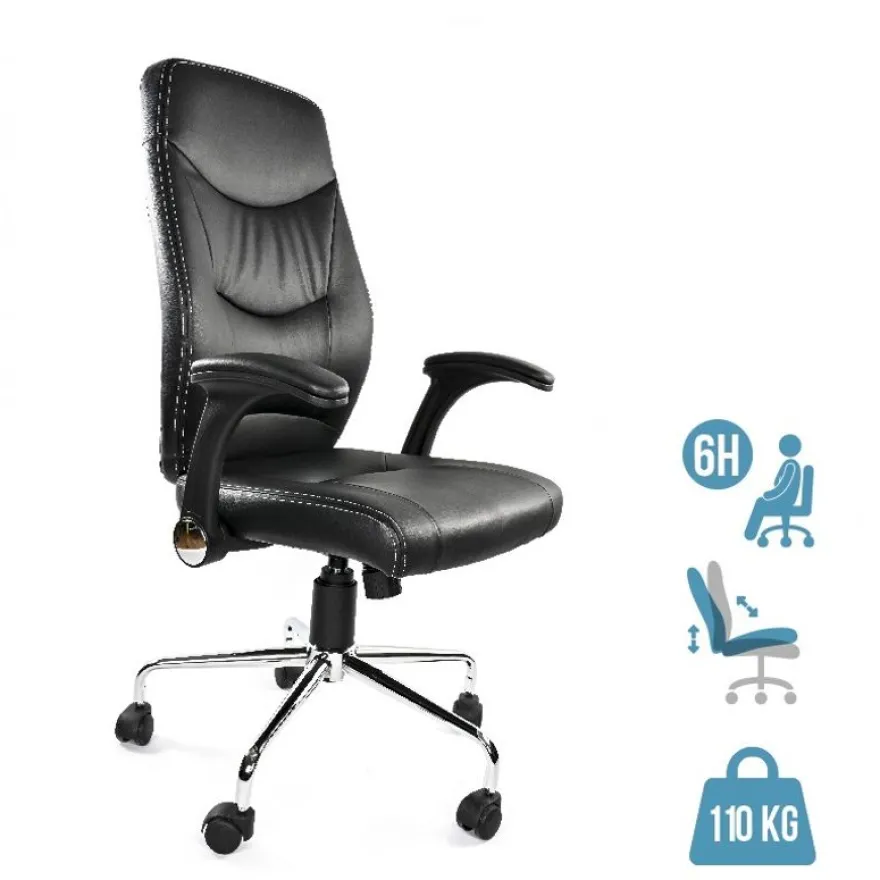 Fauteuil de bureau ATHENA - accoudoirs rabattables - appui-tête intégré - noir