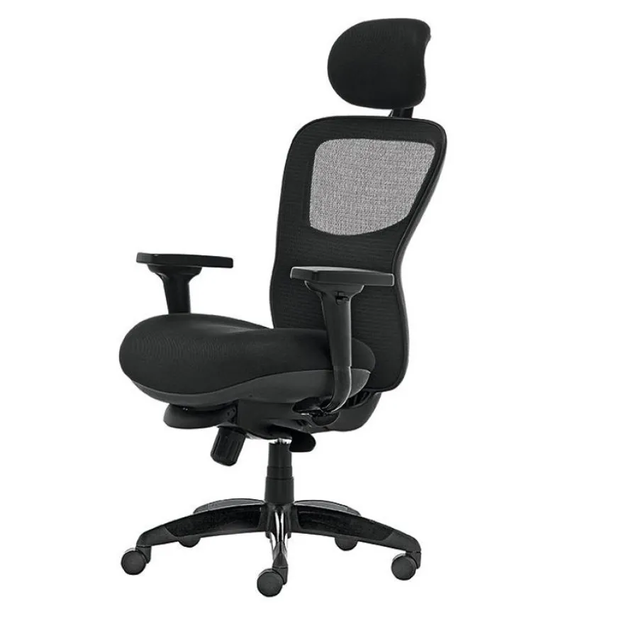 Fauteuil de bureau ATHOS - accoudoirs réglables - appuie-tête réglable - noir