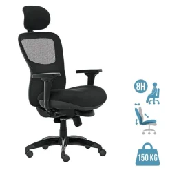 Fauteuil de bureau ATHOS - accoudoirs réglables - appuie-tête réglable - noir
