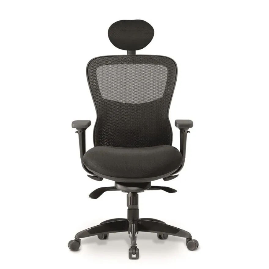 Fauteuil de bureau ATHOS - accoudoirs réglables - appuie-tête réglable - noir