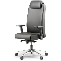 Fauteuil de bureau BOP - accoudoirs réglables - appui-tête - cuir noir