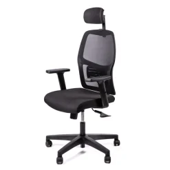 Fauteuil de bureau CALLIOPE - accoudoirs réglables - appui-tête - noir