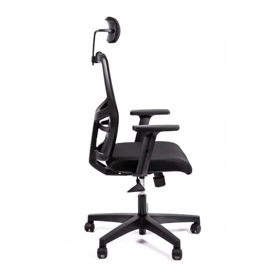 Fauteuil de bureau CALLIOPE - accoudoirs réglables - appui-tête - noir