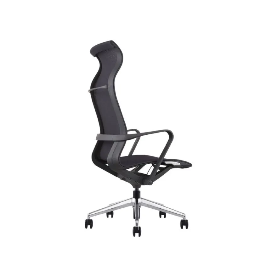 Fauteuil de bureau CHARLES - accoudoirs fixes - appui-tête intégré - noir