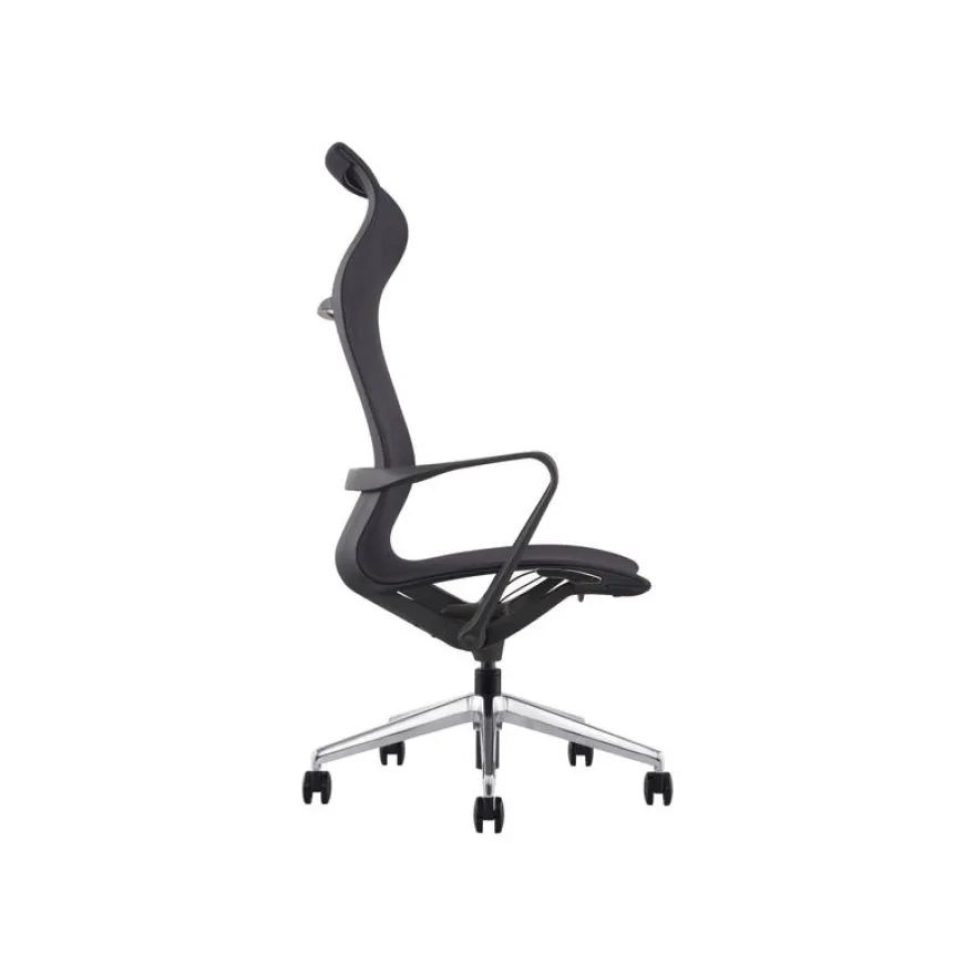 Fauteuil de bureau CHARLES - accoudoirs fixes - appui-tête intégré - noir