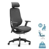 Fauteuil de bureau ELLE - accoudoirs - appuie-tête - noir