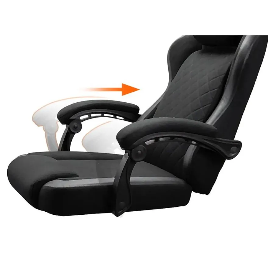 Fauteuil de bureau FUSION EX - accoudoirs -appui-tête intégré - Tissu noir