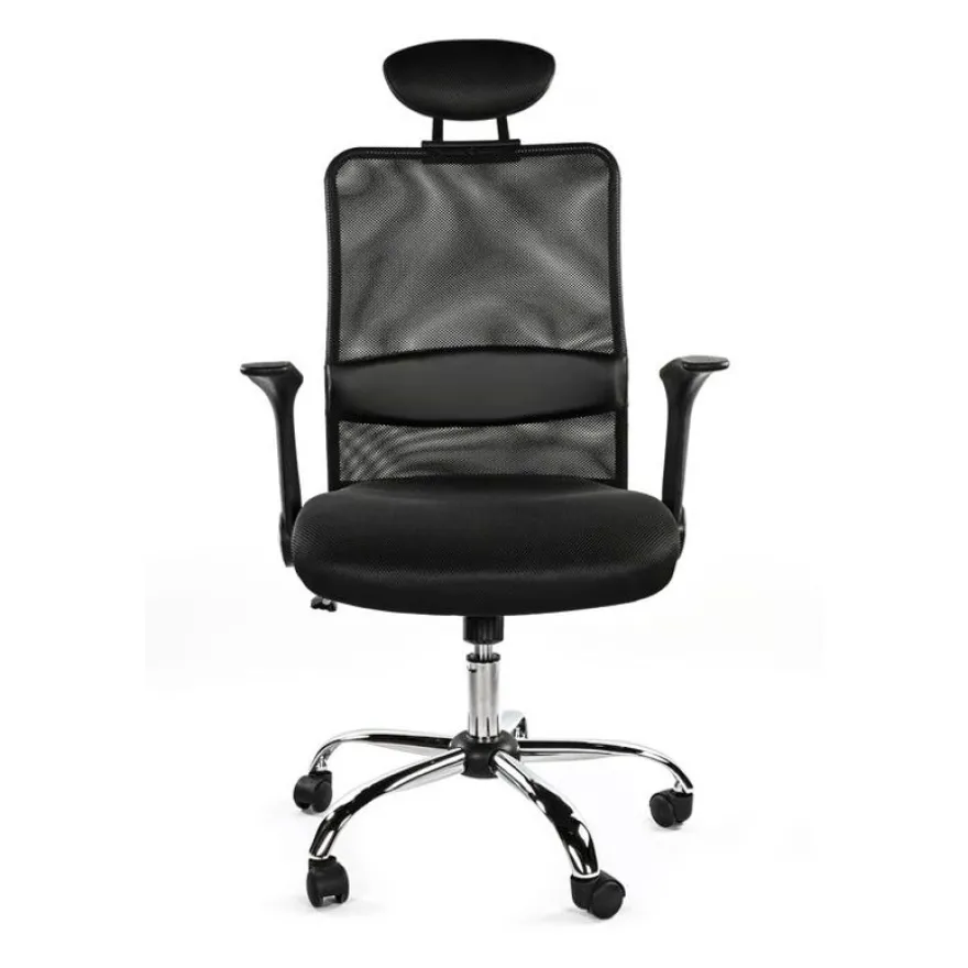 Fauteuil de bureau GELATI - accoudoirs rabattables - appui-tête réglable - noir
