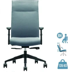 Fauteuil de bureau HENRY - accoudoirs réglables - appui-tête intégré - Gris