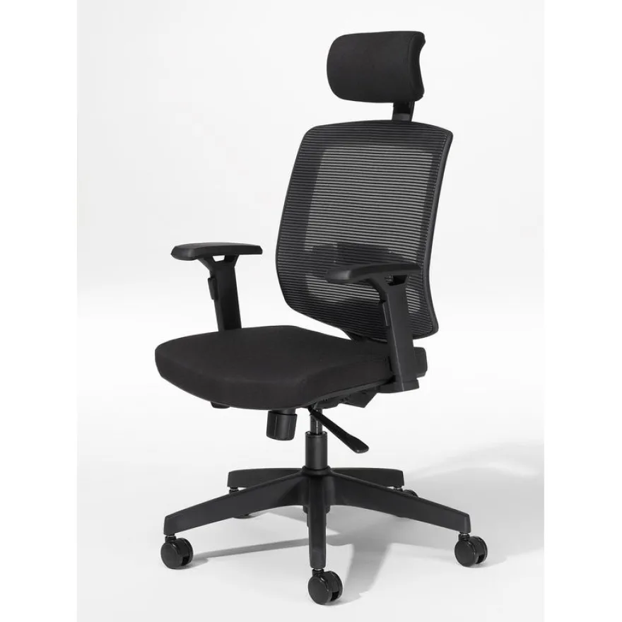 Fauteuil de bureau MALICE avec têtière - accoudoirs réglables - noir