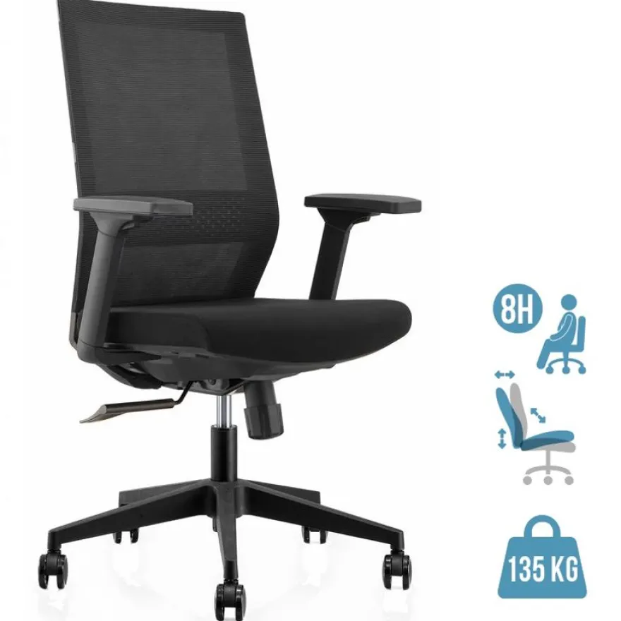 Fauteuil de bureau MAX - accoudoirs réglables - noir
