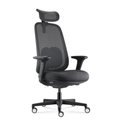 Fauteuil de bureau NELSON - accoudoirs réglables - appuie-tête réglable - noir