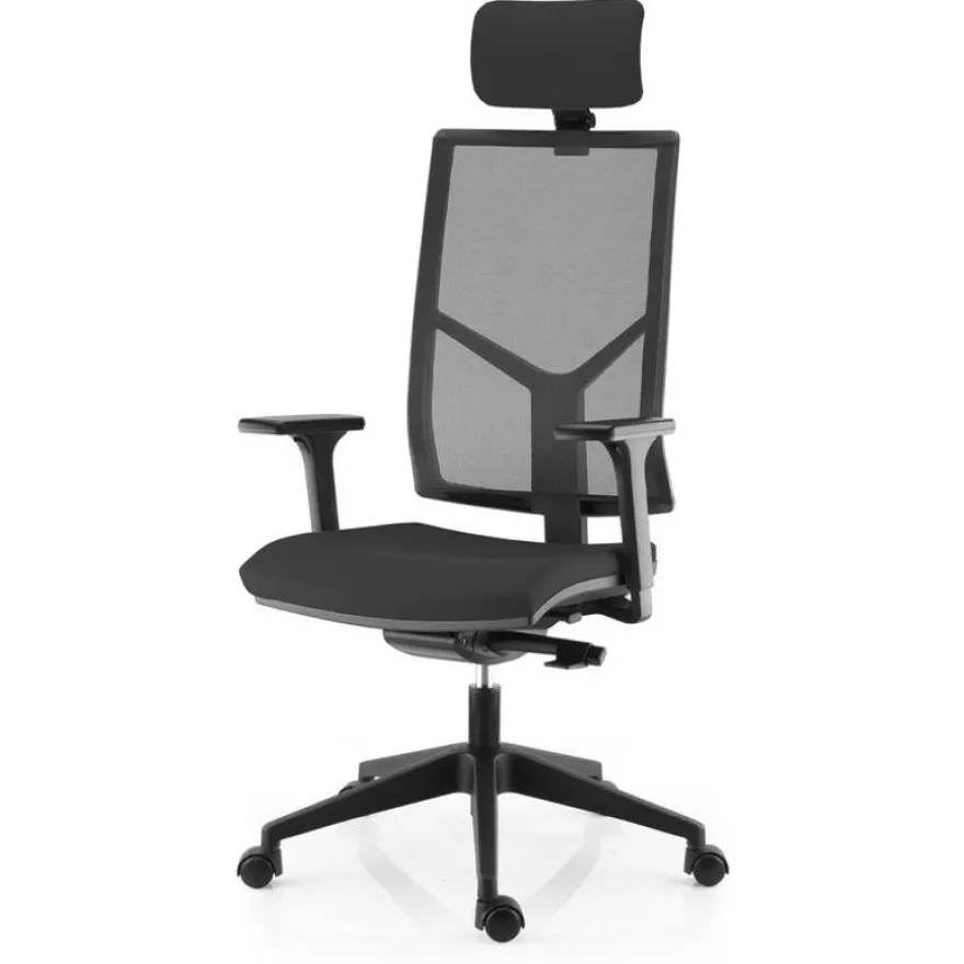 Fauteuil de bureau NOVA - accoudoirs réglables - appui-tête réglable - noir