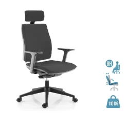 Fauteuil de bureau NOVA - accoudoirs 3D - têtière intégrée - dossier en tissu - noir