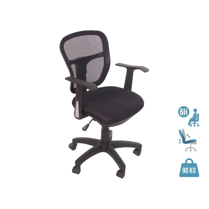 Fauteuil de bureau PHOENIX - accoudoirs fixes - noir