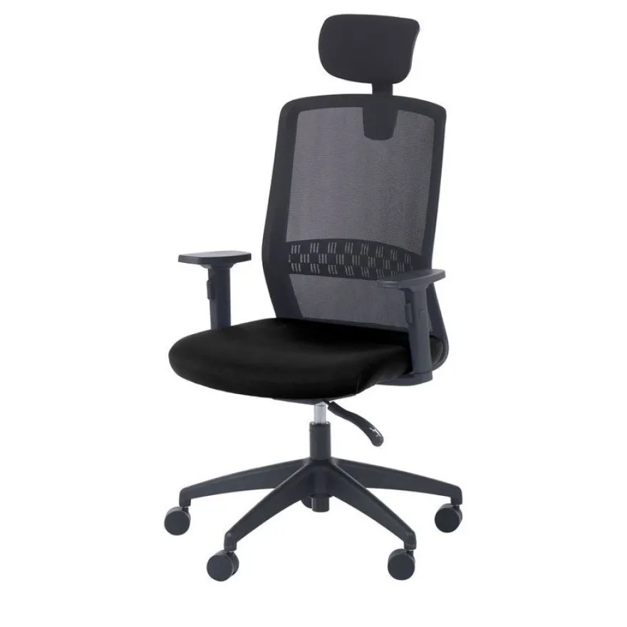 Fauteuil de bureau SCOTT - accoudoirs réglables - appuie-tête réglable - noir