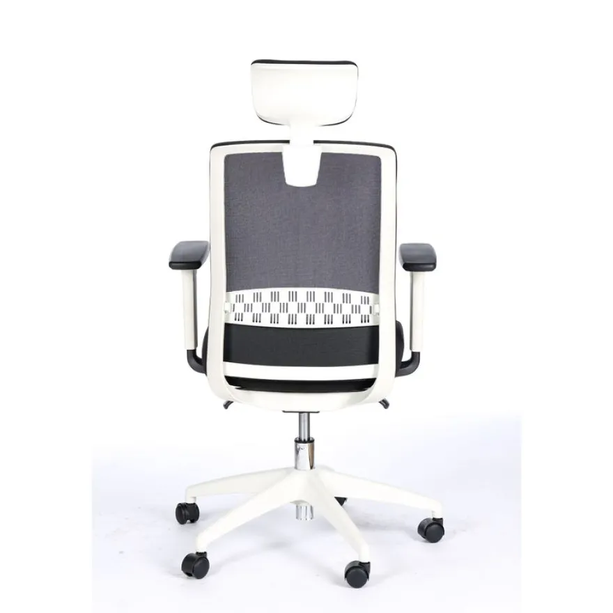 Fauteuil de bureau SCOTT - accoudoirs réglables - appuie-tête réglable - noir base blanche