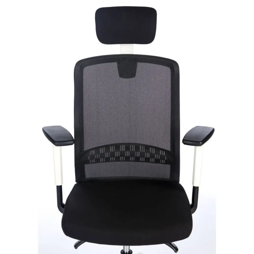 Fauteuil de bureau SCOTT - accoudoirs réglables - appuie-tête réglable - noir base blanche