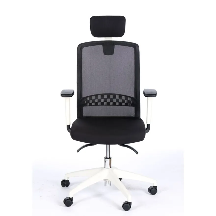 Fauteuil de bureau SCOTT - accoudoirs réglables - appuie-tête réglable - noir base blanche