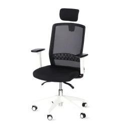 Fauteuil de bureau SCOTT - accoudoirs réglables - appuie-tête réglable - noir base blanche