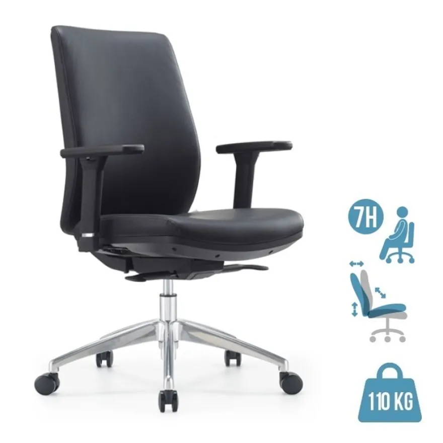 Fauteuil de bureau SHERMAN - accoudoirs réglables - Appui-tête en option - noir