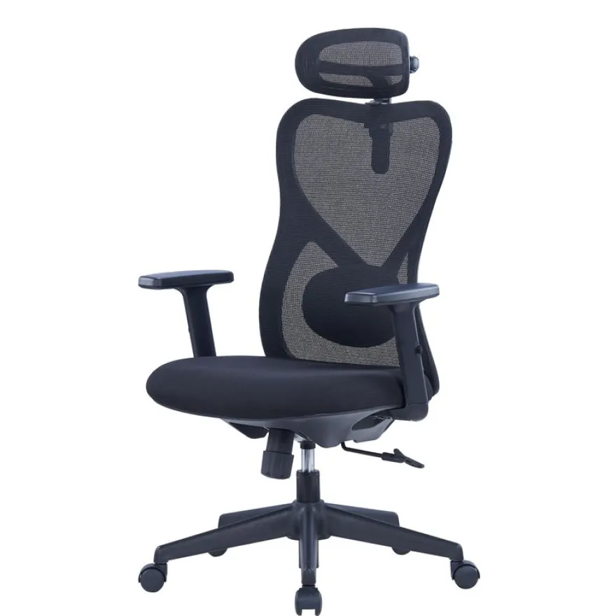 Fauteuil de bureau SUN - accoudoirs - appuie-tête - noir