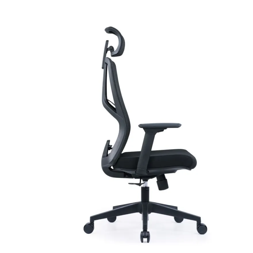Fauteuil de bureau SYLVESTER - accoudoirs réglables - appui-tête intégré - noir