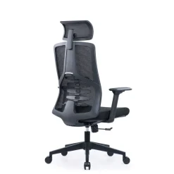 Fauteuil de bureau SYLVESTER - accoudoirs réglables - appui-tête intégré - noir