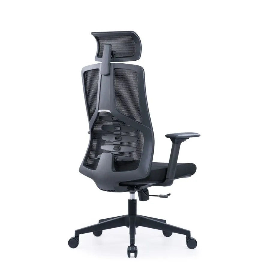 Fauteuil de bureau SYLVESTER - accoudoirs réglables - appui-tête intégré - noir