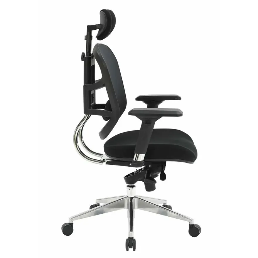 Fauteuil de bureau TECKNET - accoudoirs réglables - appuie-tête réglable - noir