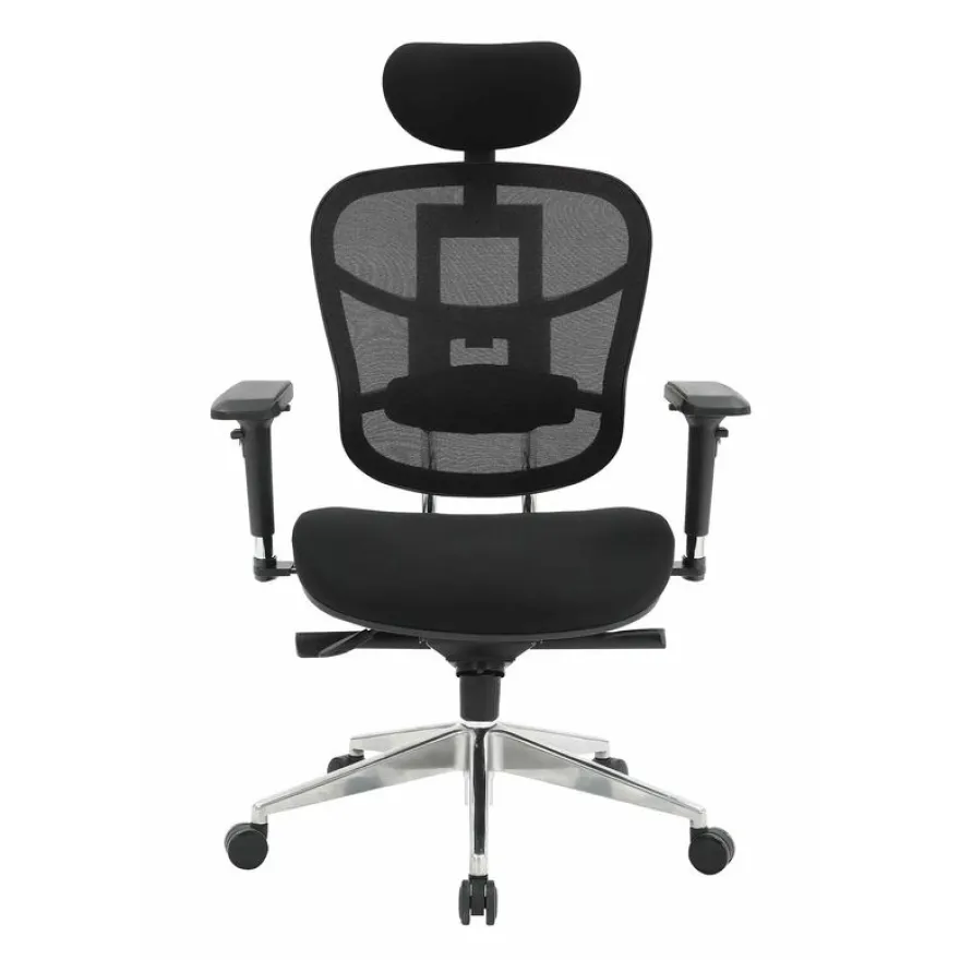 Fauteuil de bureau TECKNET - accoudoirs réglables - appuie-tête réglable - noir