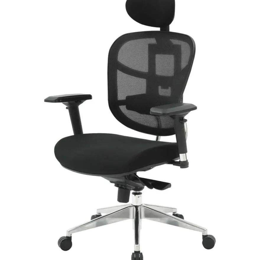 Fauteuil de bureau TECKNET - accoudoirs réglables - appuie-tête réglable - noir