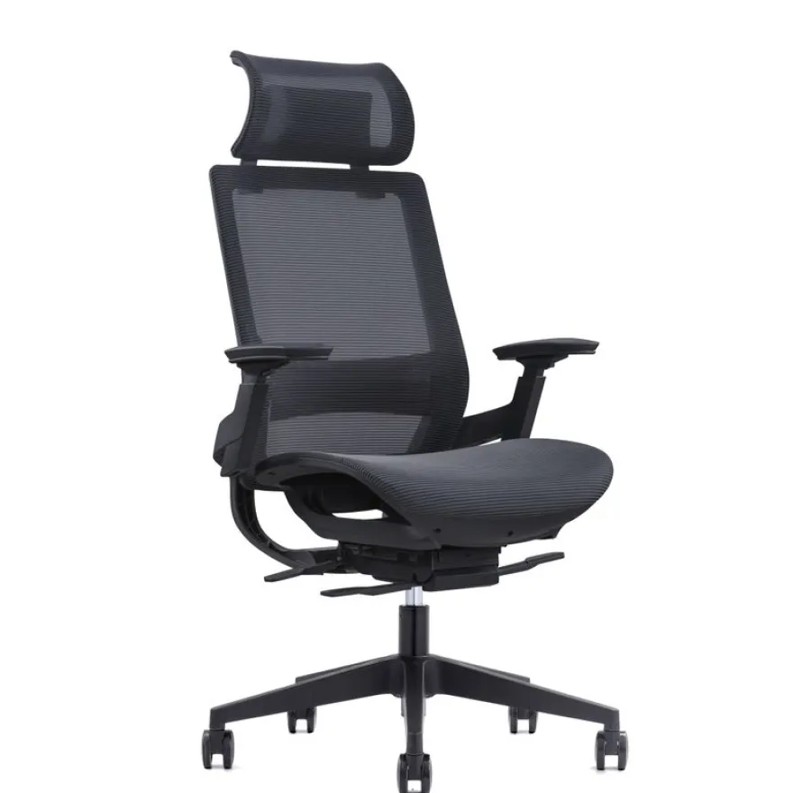 Fauteuil de bureau WALLACE - accoudoirs réglables - appui-tête réglable - noir