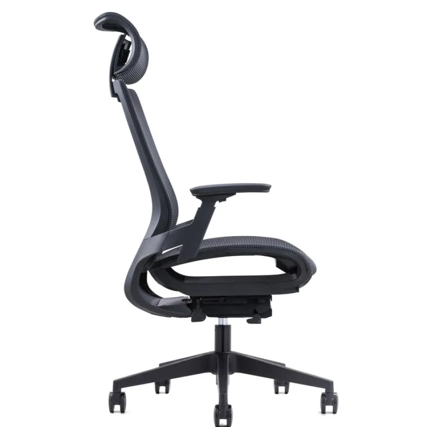 Fauteuil de bureau WALLACE - accoudoirs réglables - appui-tête réglable - noir