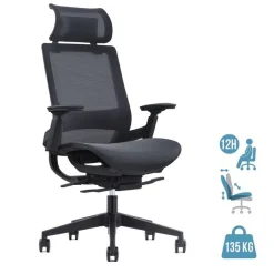 Fauteuil de bureau WALLACE - accoudoirs réglables - appui-tête réglable - noir