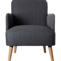 Fauteuil d'accueil BROOKS avec accoudoirs - pieds en hêtre massif - anthracite