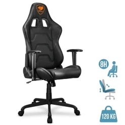 Fauteuil gamer ARMOR ELITE - accoudoirs réglables - appui-tête intégré - noir