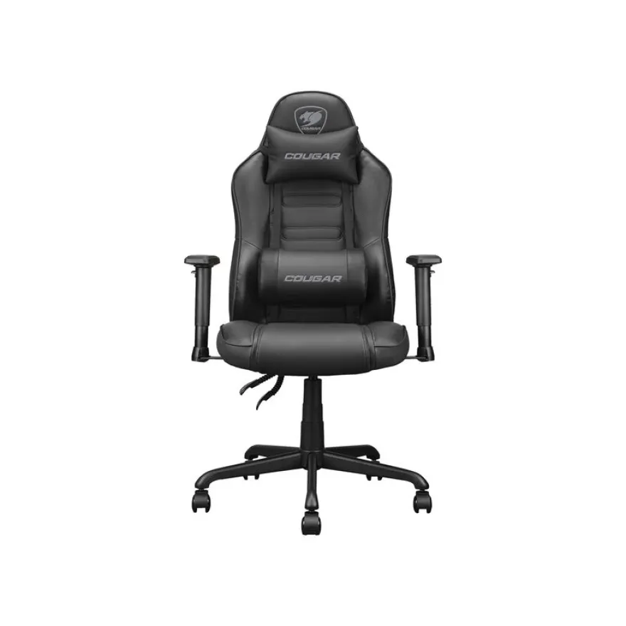 Fauteuil gamer FUSION S Black - accoudoirs réglables - appui-tête intégré - noir