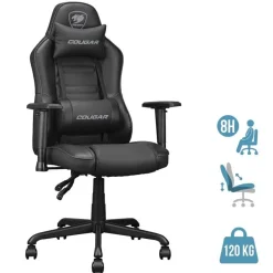 Fauteuil gamer FUSION S Black - accoudoirs réglables - appui-tête intégré - noir