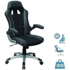 Fauteuil gamer RACER - accoudoirs rabattables - noir