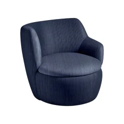 Fauteuil KURLY - velours côtelé - bleu marine