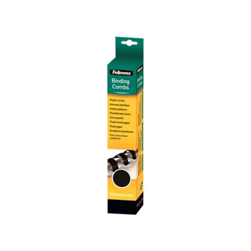 Fellowes - 25 anneaux de reliure en plastique - 14 mm - jusqu'à 100 feuilles - noir