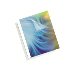 Fellowes - 100 couvertures à reliure pour machine thermique A4 (21 x 29,7 cm) - 220 g/m² - 1,5 mm - face transparente, dos carton blanc