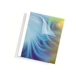 Fellowes - 100 couvertures à reliure pour machine thermique A4 (21 x 29,7 cm) - 220 g/m² - 1,5 mm - face transparente, dos carton blanc