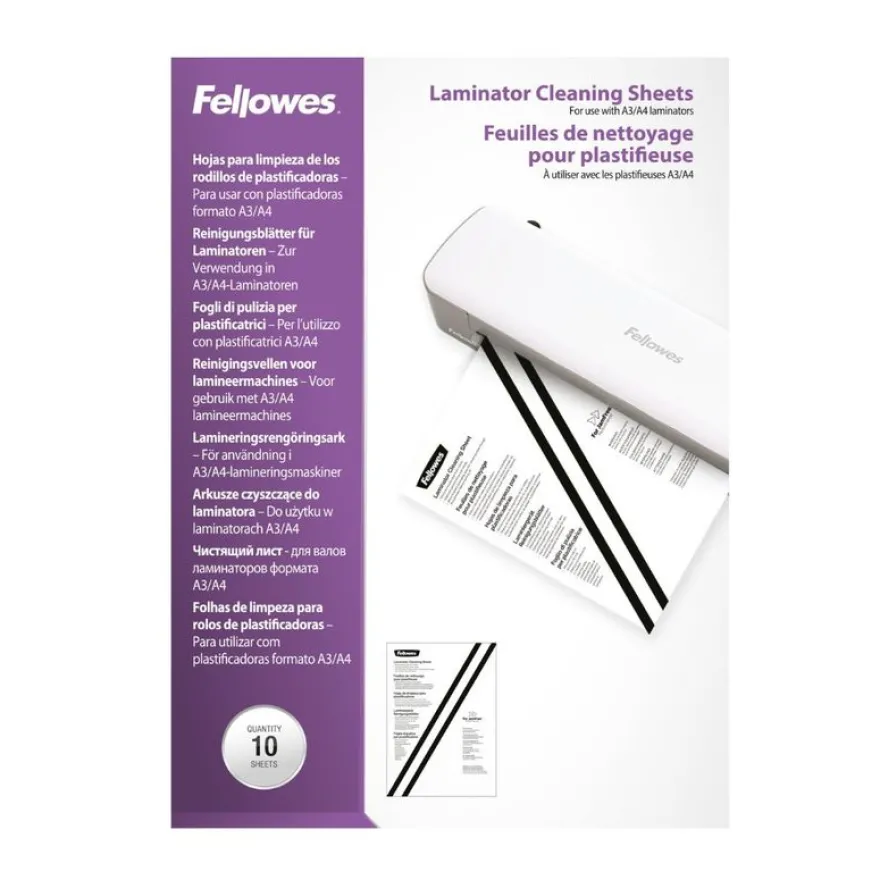 Fellowes - 10 feuilles de nettoyage pour plastifieuse A4