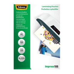 Fellowes - 100 pochettes de plastification A3 (303 x 426 mm) - 100 microns - brillantes