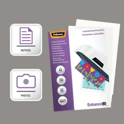 Fellowes - 100 pochettes de plastification A3 (303 x 426 mm) - 80 microns - mate